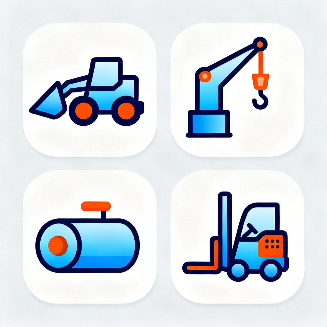 Illustration d'icônes d'équipements de chantier